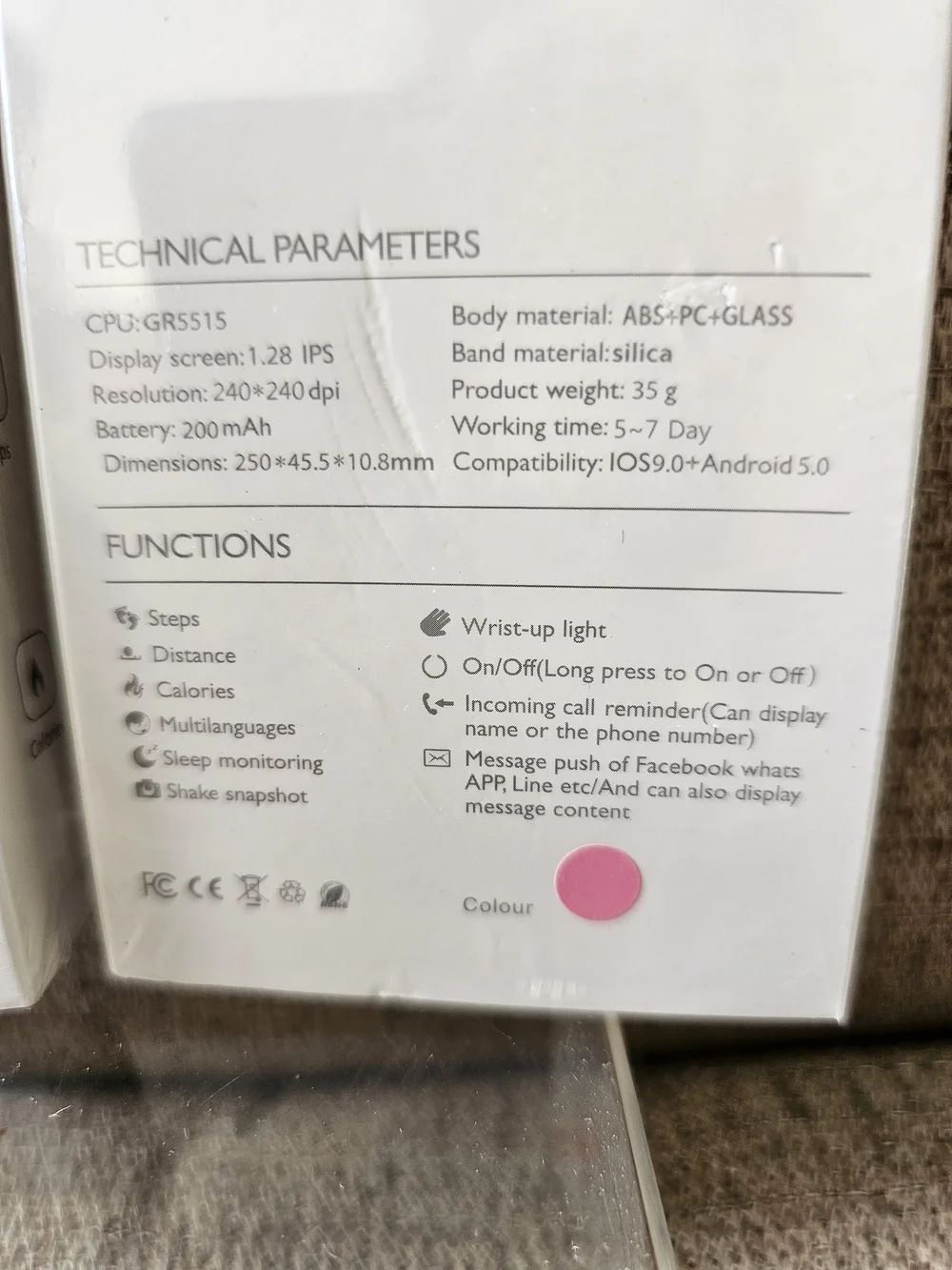 Pink Smartwatch - Compatible Wearable with Heart Rate & Notifications NiB